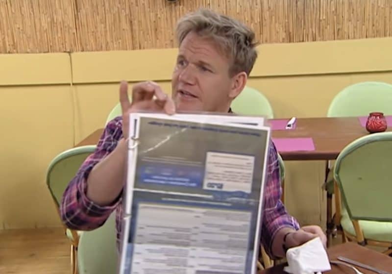 Gordon Ramsay at Barefoot Bob's restaurant