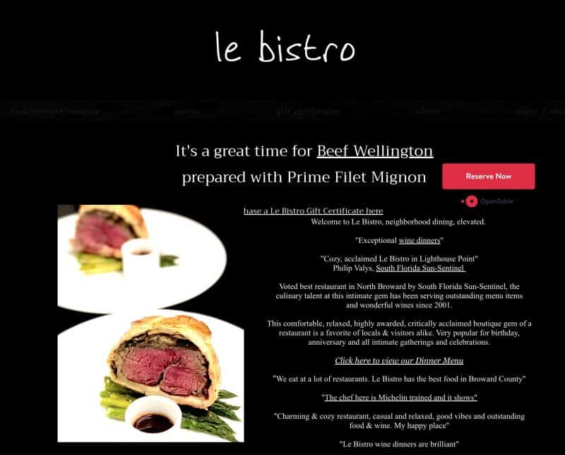 Le Bistro website