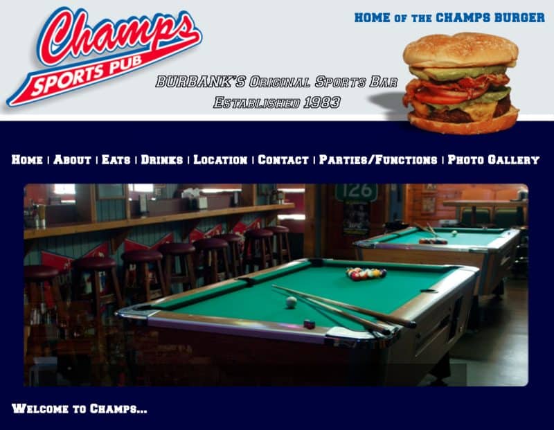 Champ's Sports Pub website