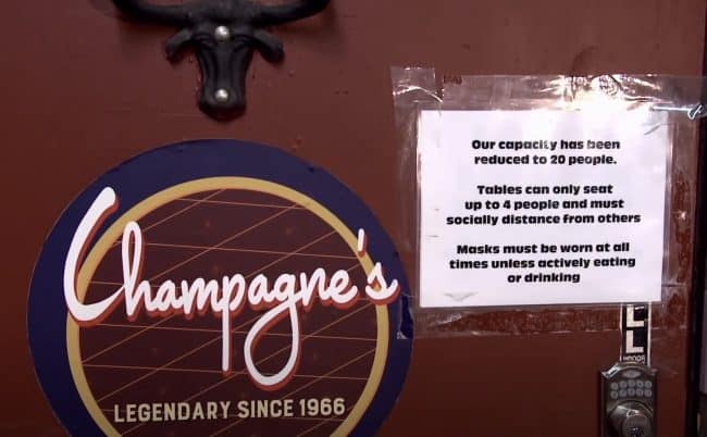 Champagne's Bar Rescue covid occupancy sign