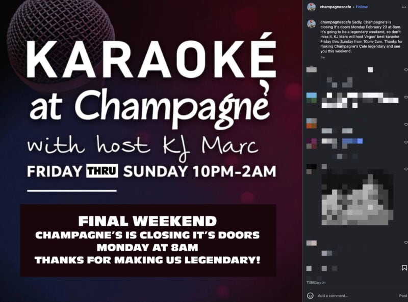 Champagne's Cafe closed Las Vegas