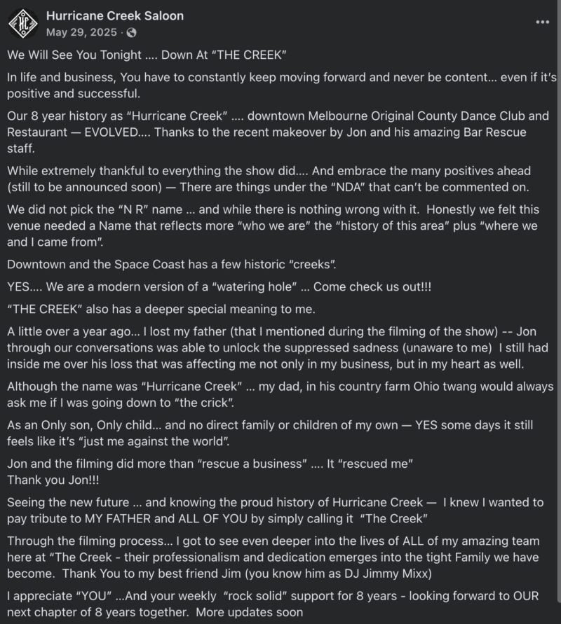 Hurricane Creek name change