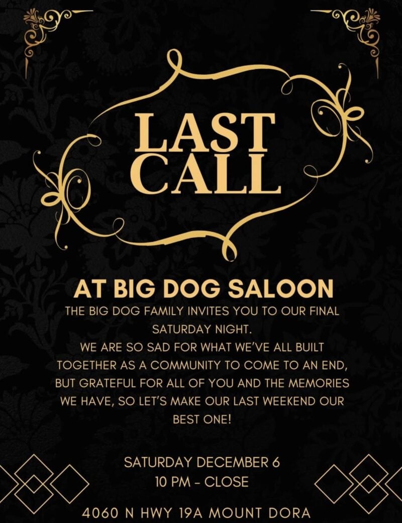 Big Dog Saloon closed post on Instagram