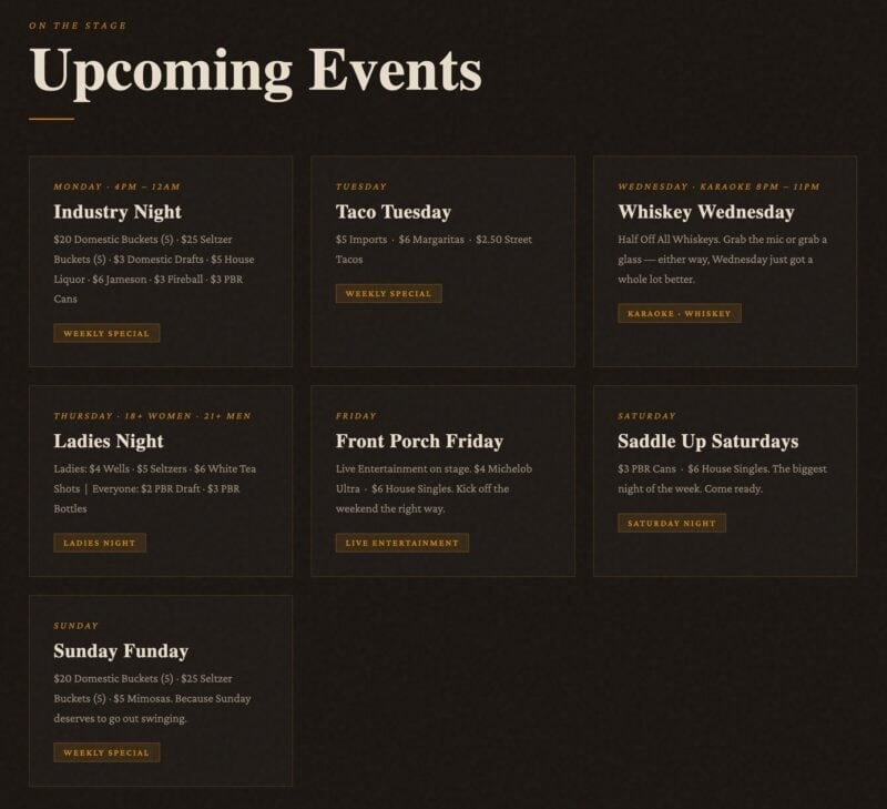 Big Dog Saloon events