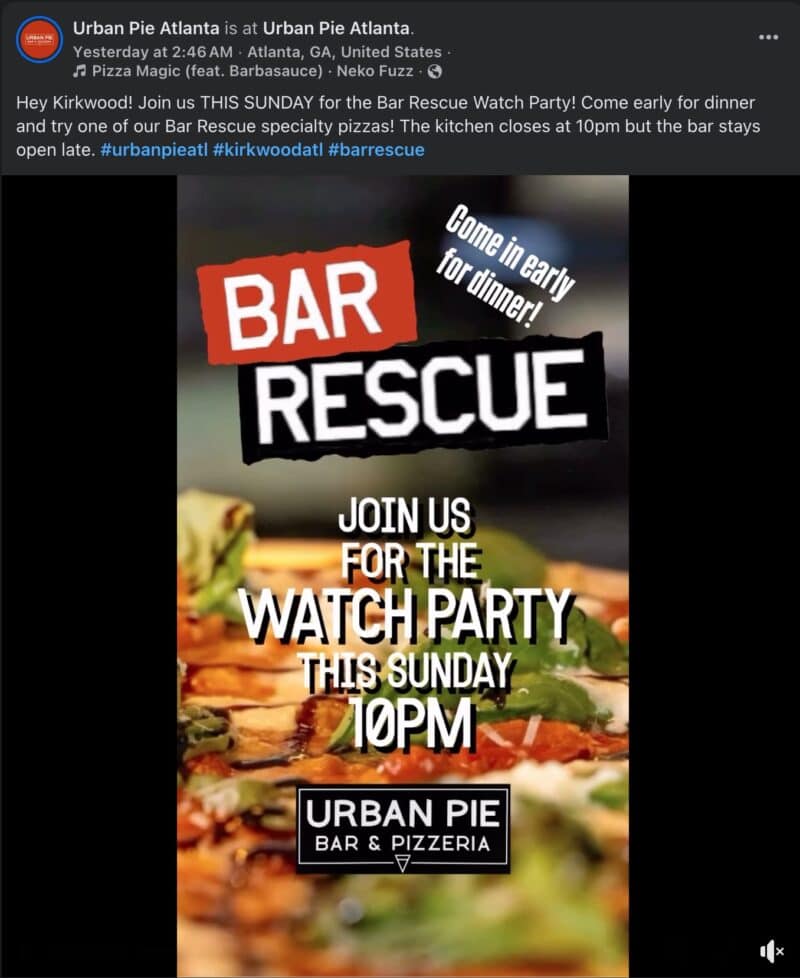 Urban Pie Bar Rescue watch party